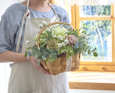 すっきりナチュラルテイストが今っぽい。北欧風バスケット